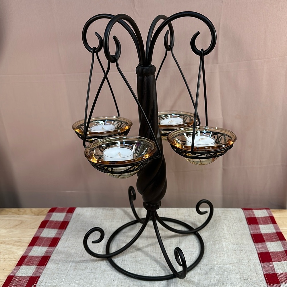 PartyLite Global Fusion Vintage Hanging Tealight Tree EUC